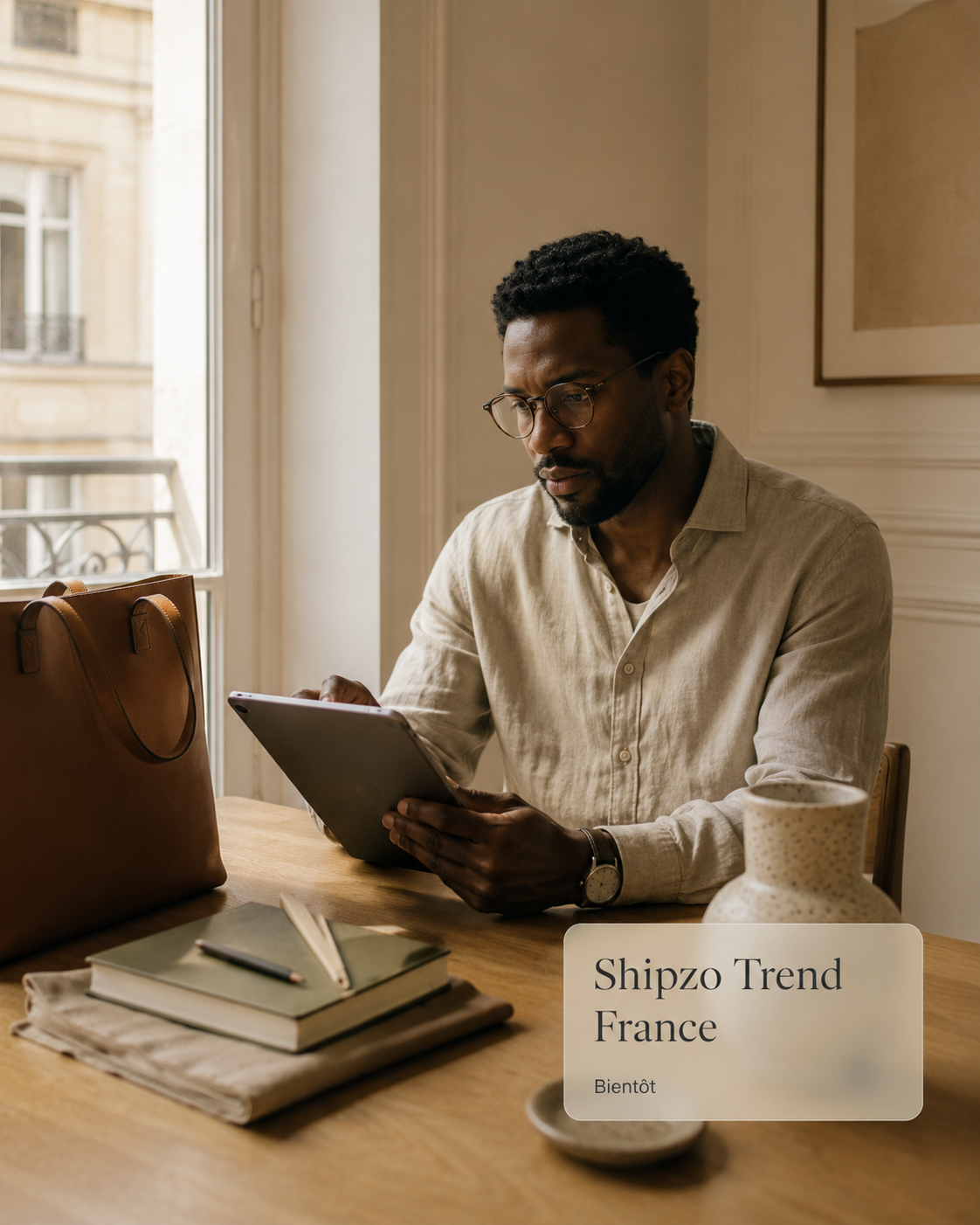 Apprenant français consultant Shipzo Trend sur tablette