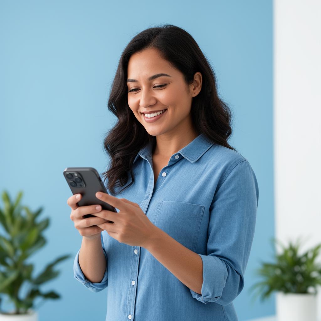 Beginner reseller learning Shipzo Academy on her phone